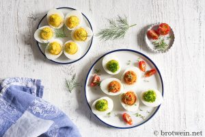 Gefüllte Eier verschiedene Füllungen