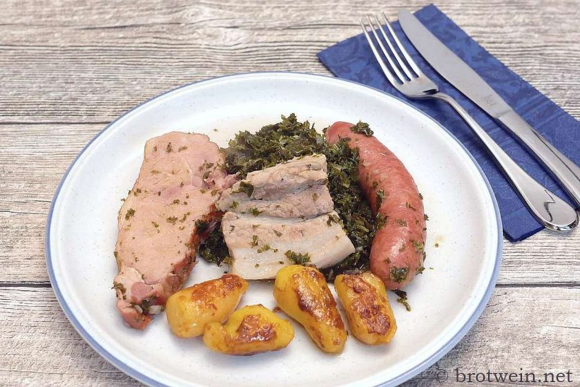 Grünkohl mit Kassler und karamellisierten Kartoffeln - Rezept ...