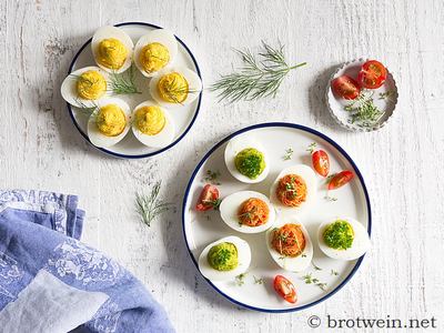 Gefüllte Eier verschiedene Füllungen