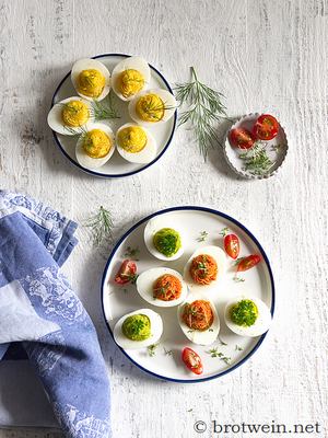 Gefüllte Eier verschiedene Füllungen