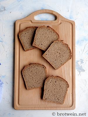 Dünne Kruste und lockere Krume beim Kastenbrot mit Sauerteig