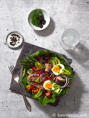 Nizza Salat mit Thunfisch und Ei - Rezept für original Salade Niçoise