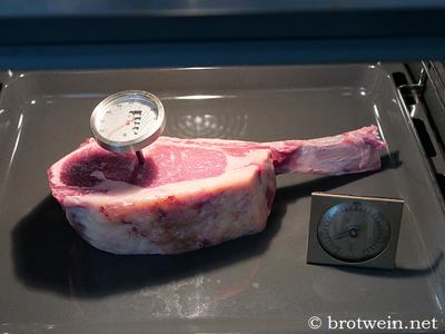 Tomahawk im Ofen vorgaren -  mit Ofen- & Fleischthermometer kontrollieren