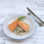 Bärlauchrisotto mit gebratenem Saibling