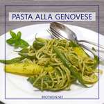 Pasta alla Genovese mit Pesto, grünen Bohnen und Kartoffeln